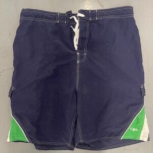 Vintage Ocean Pacific green and navy swim shorts
